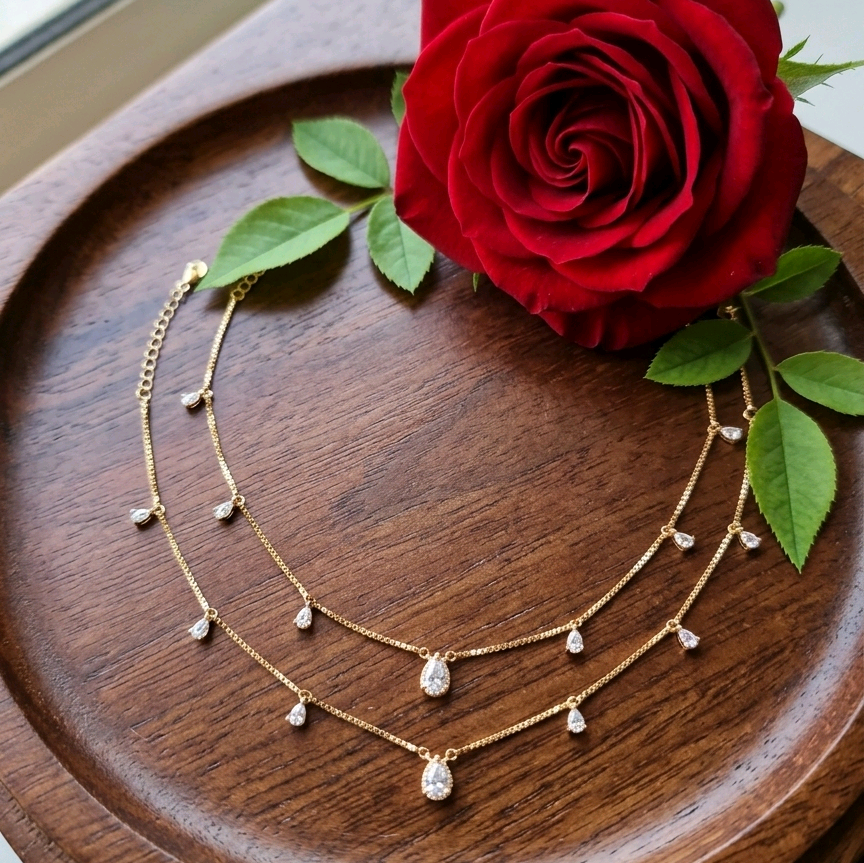  Rose Gold Plated Water Drop Anklets